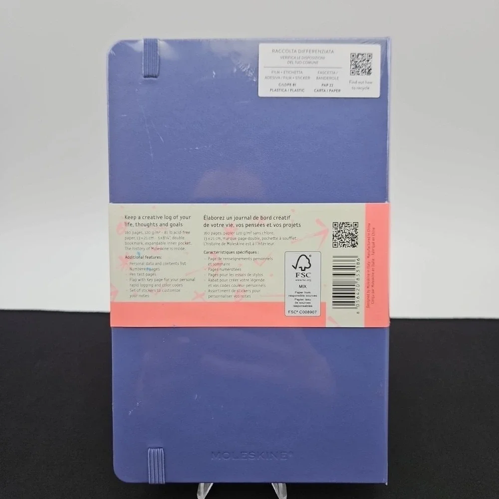 Moleskine Dotted Journal Logbook Lavender Hardcover 160pgs Art Collection New